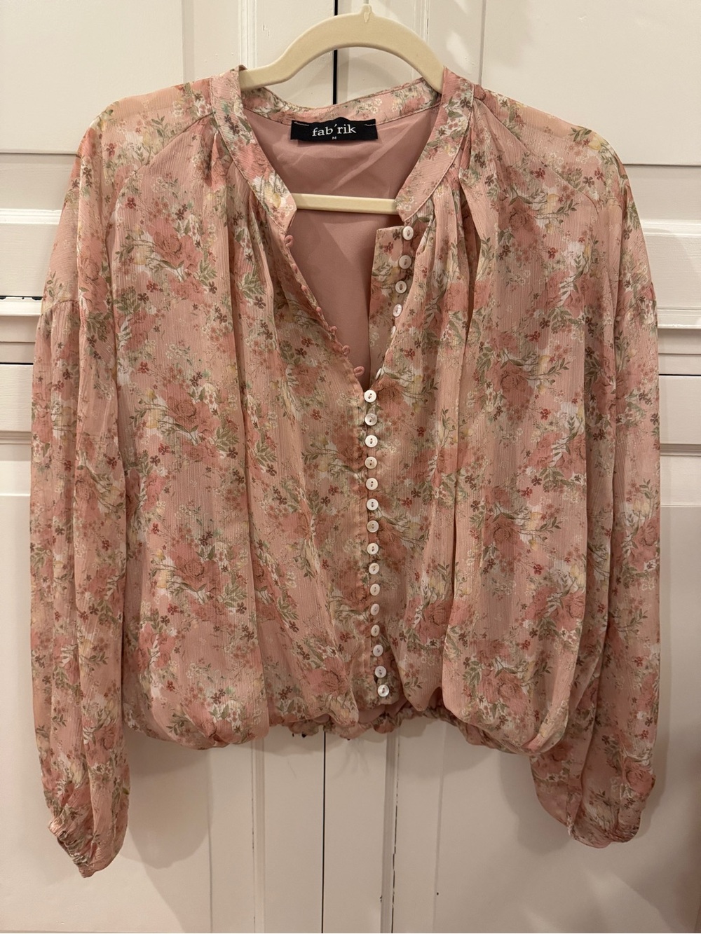 fab'rik Blush Pink Floral Button-Front Blouse